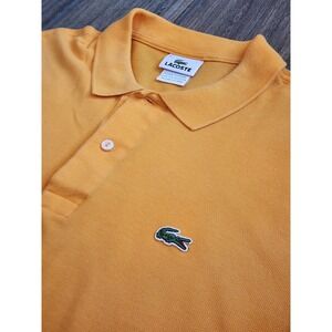 Lacoste Mens Orange Cotton Pique Short Sleeve Polo Shirt Size FR 6 US XL